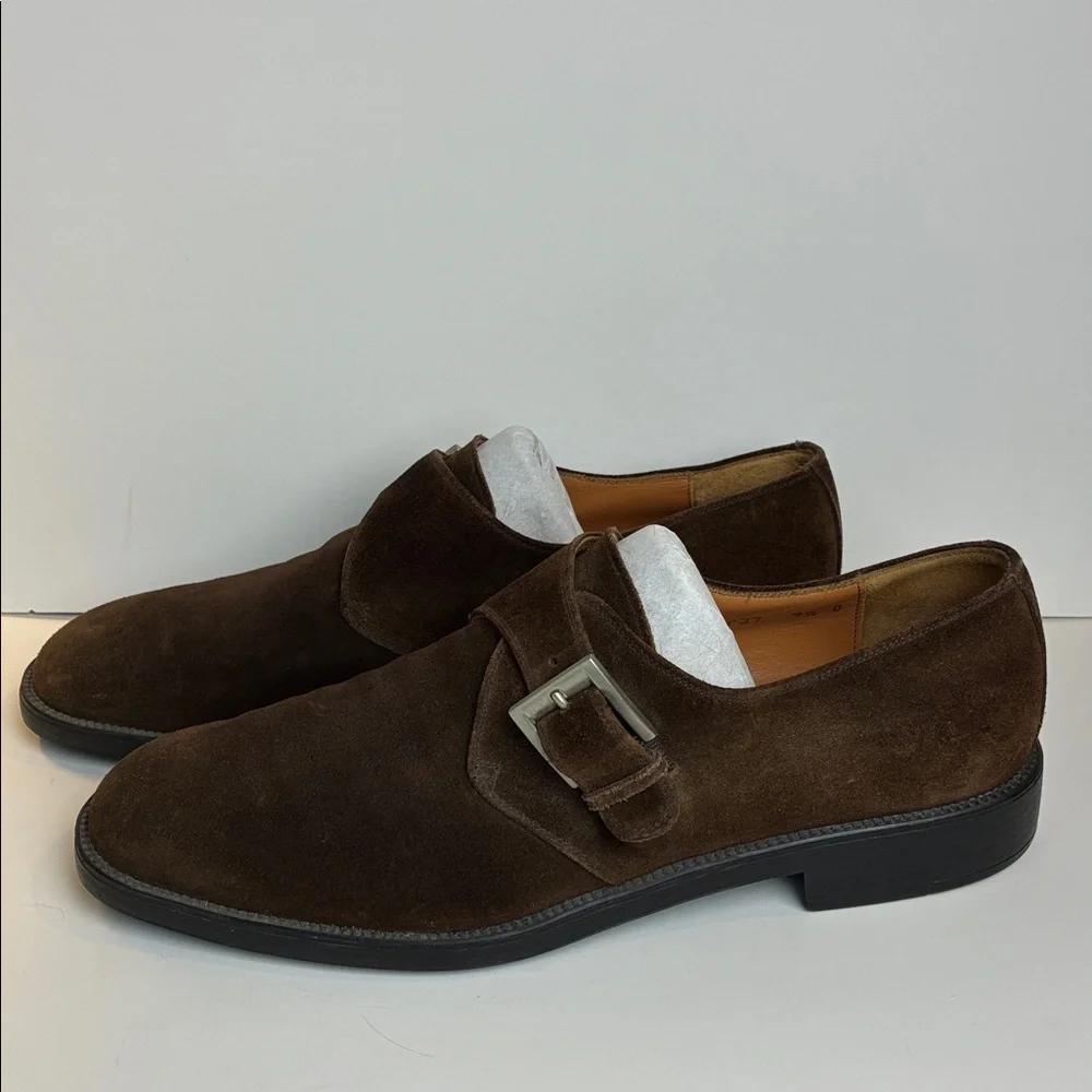 Salvatore Ferragamo Loafers 9.5 EU43.5 Suede Leather Monk Straps Shoes Italy
